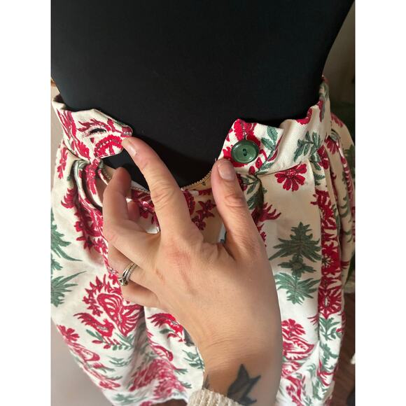 Vintage Kay Sorenson Original Folk Art Skirt – Estate Piece – Red & Green Floral - Picture 6 of 8